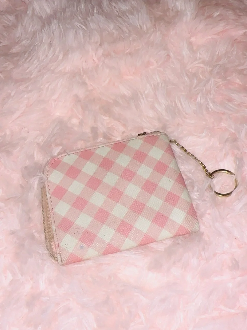 Sanrio My Melody Pink Gingham Zip Card Wallet
